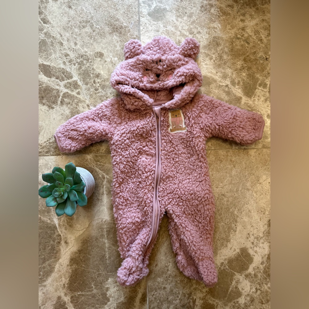 Adorable Pink Fleece Baby One Piece By PL Baby